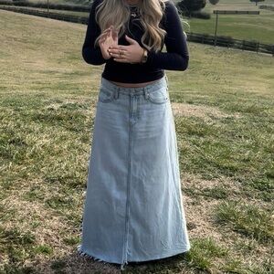 H&M Light Wash Denim Maxi Skirt